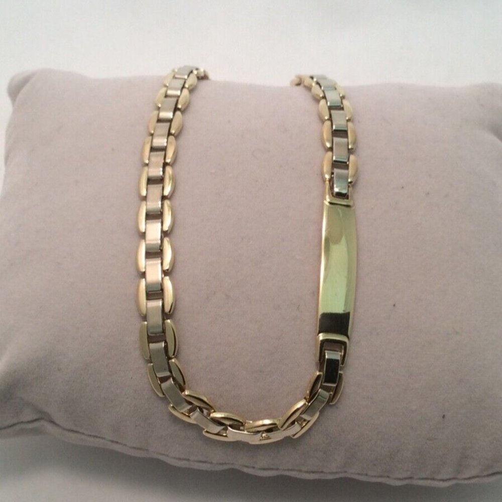 MEN LADY 18K YELLOW SOLID REAL GOLD ESSEMME ID FANCY LINK BRACELET 8 1/2'' 17.2g